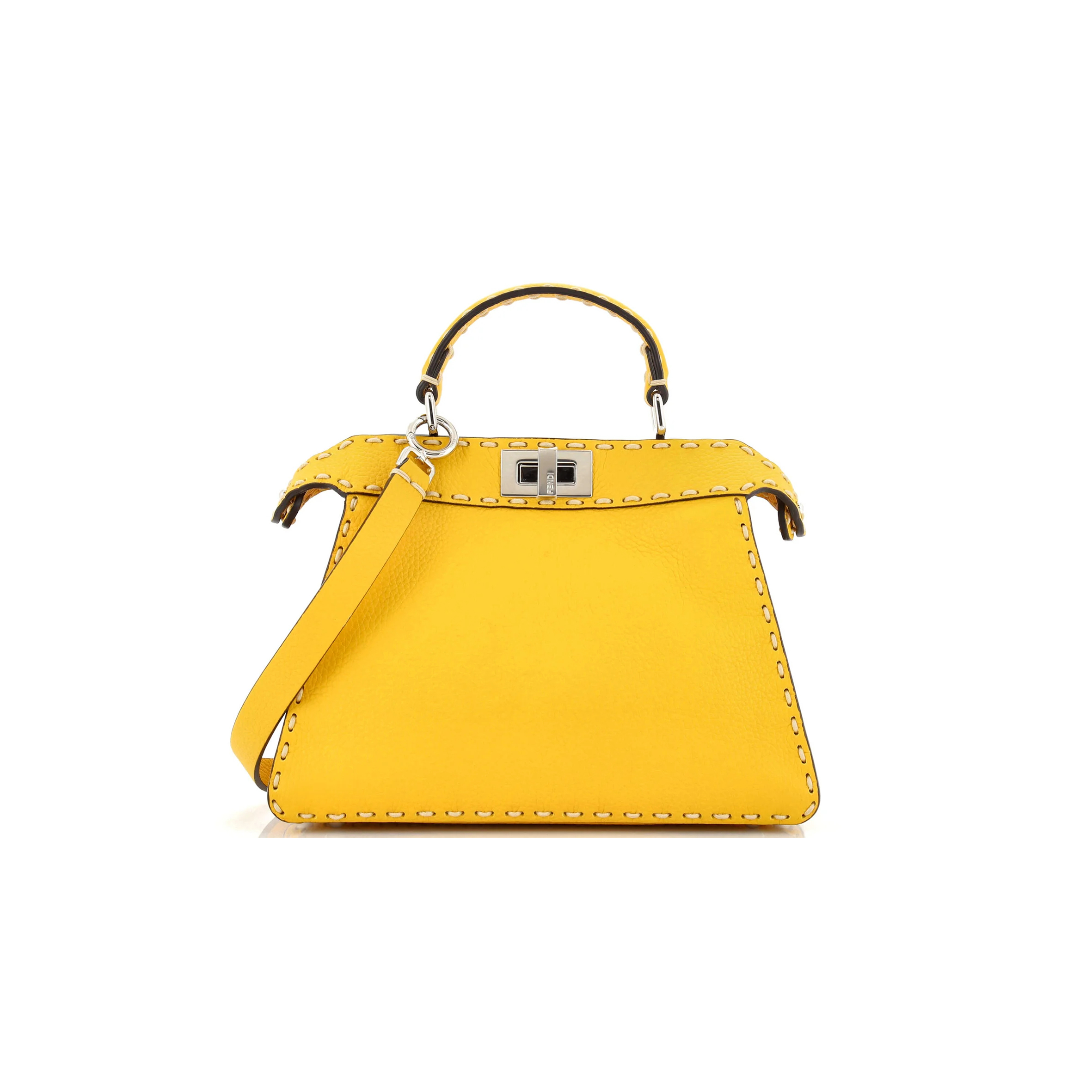 F**di selleria peekaboo iseeu bag leather yellow (27*20*11cm)